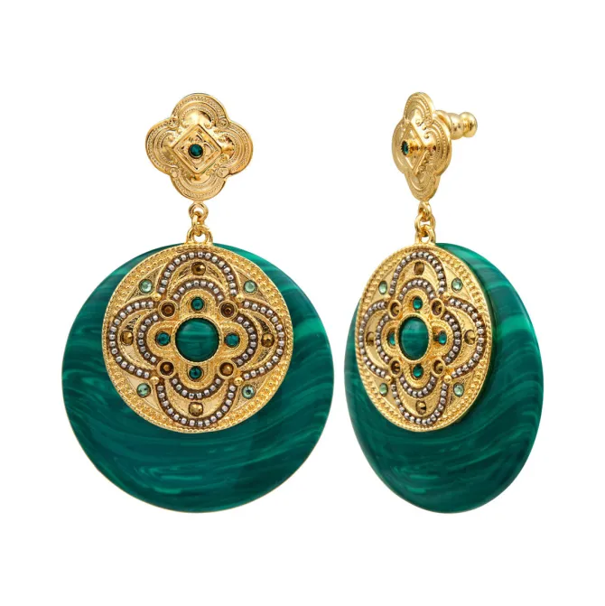 Positano pierced stud earrings - green