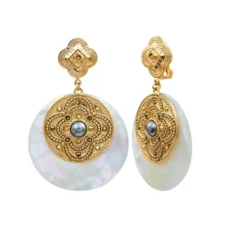 Positano round clip-on earrings - white