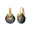 Positano thin sleeper earrings - grey mother-of-pearl