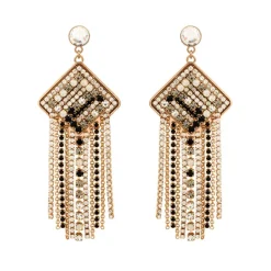 Precious Black Pierced Stud Drop Earrings