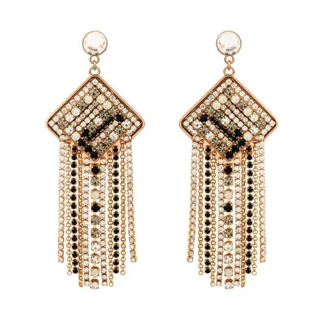 Precious Black Pierced Stud Drop Earrings