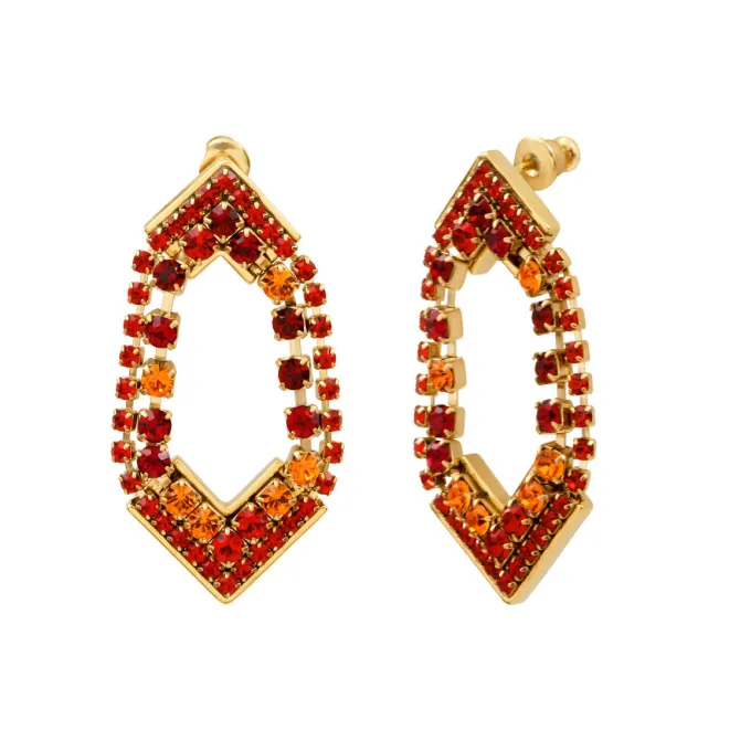 Precious pierced stud earrings - red