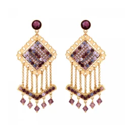 Precious pierced stud earrings - purple