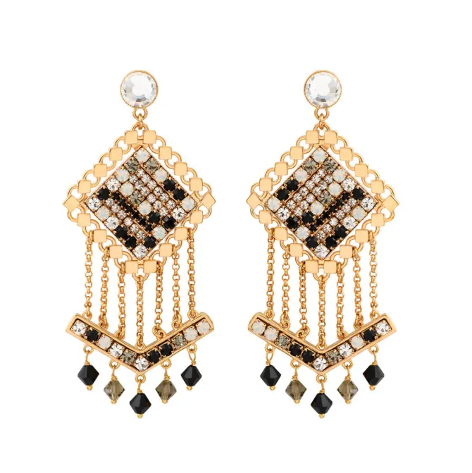 Precious pierced stud earrings - black