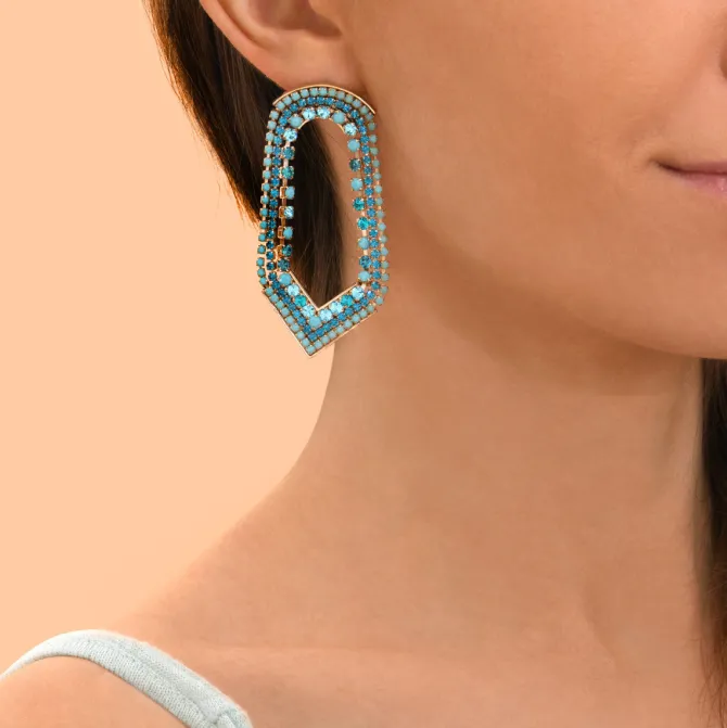 Precious pierced stud earrings - turquoise