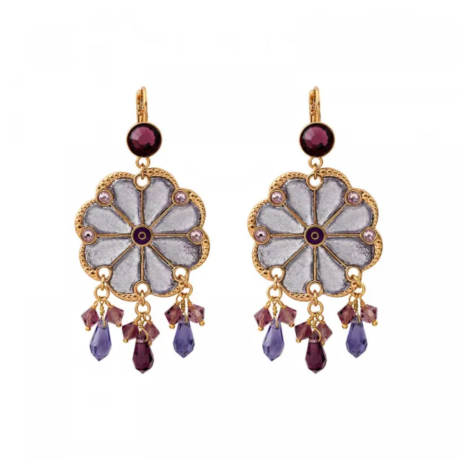 Precious sleeper earrings - purple