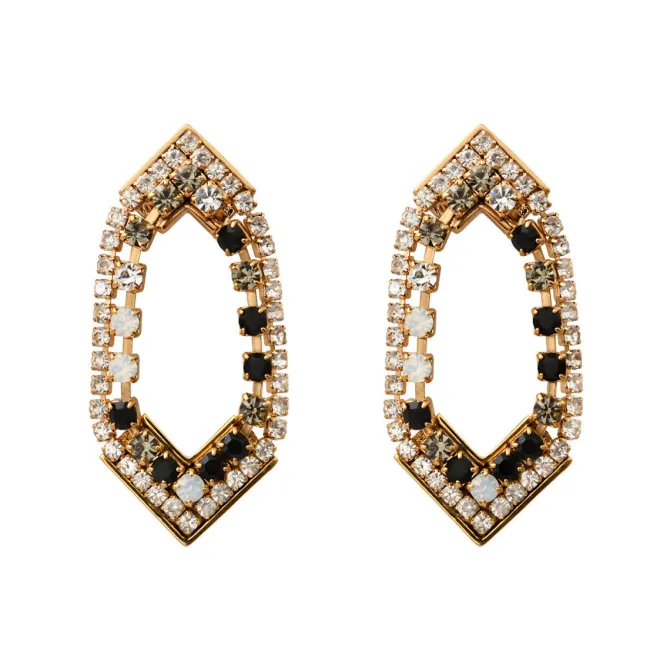 Precious thin pierced stud earrings - black