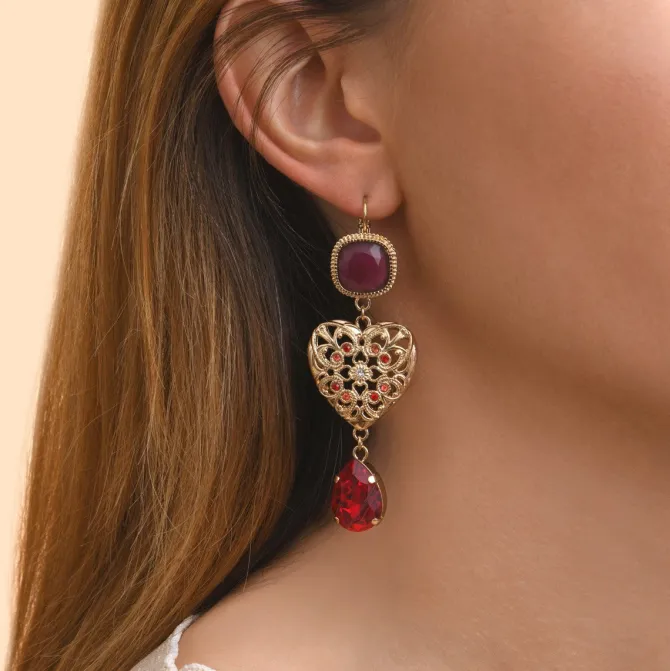 Prestige sleeper earrings - red