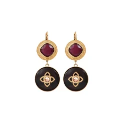 Prestige thin sleeper earrings - red