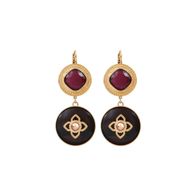 Prestige thin sleeper earrings - red