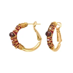 Salina hoop earrings - garnet