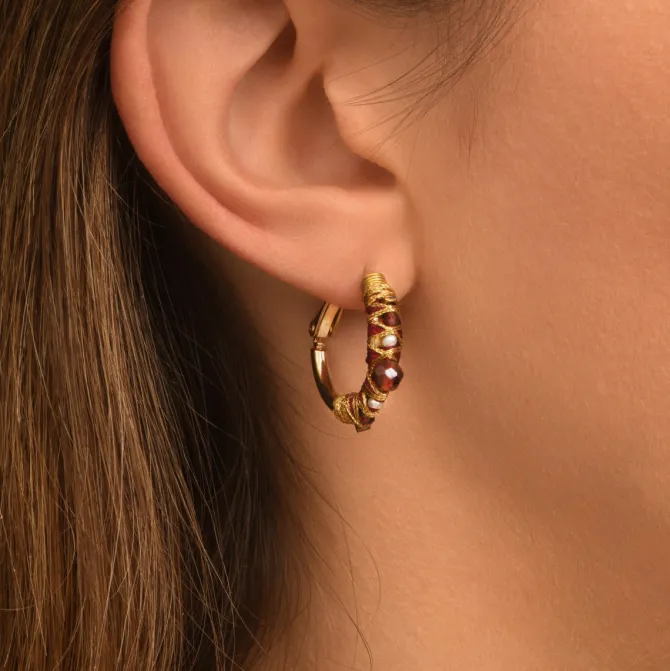 Salina hoop earrings - garnet