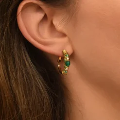 Salina hoop earrings - green agate