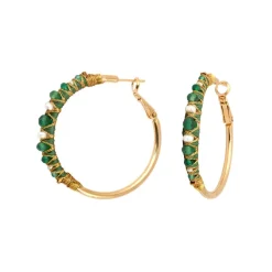 Salina hoop earrings - green agate