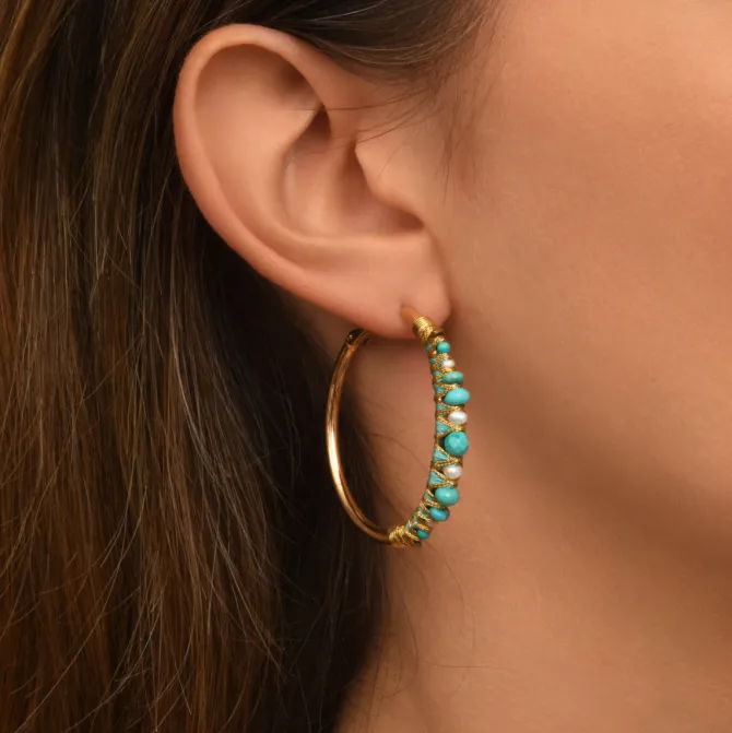 Salina hoop earrings - turquoise