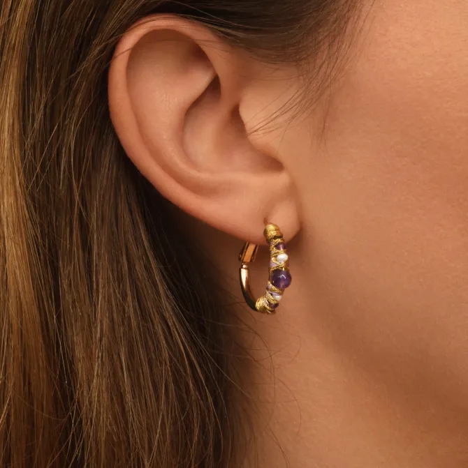 Salina hoop earrings - violets