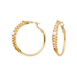Salina hoop earrings - white pearl