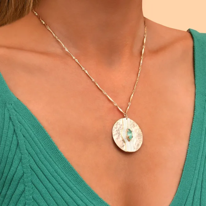 Soleil mid-length necklace - turquoise