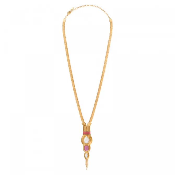 Soleil mid-length thin necklace - pink