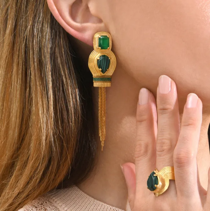 Sun clip-on earrings - green