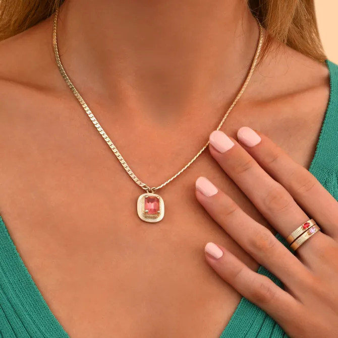 Sun Pendant Necklace - Pink