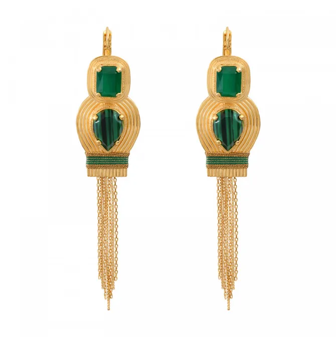 Sun sleeper drop earrings - green