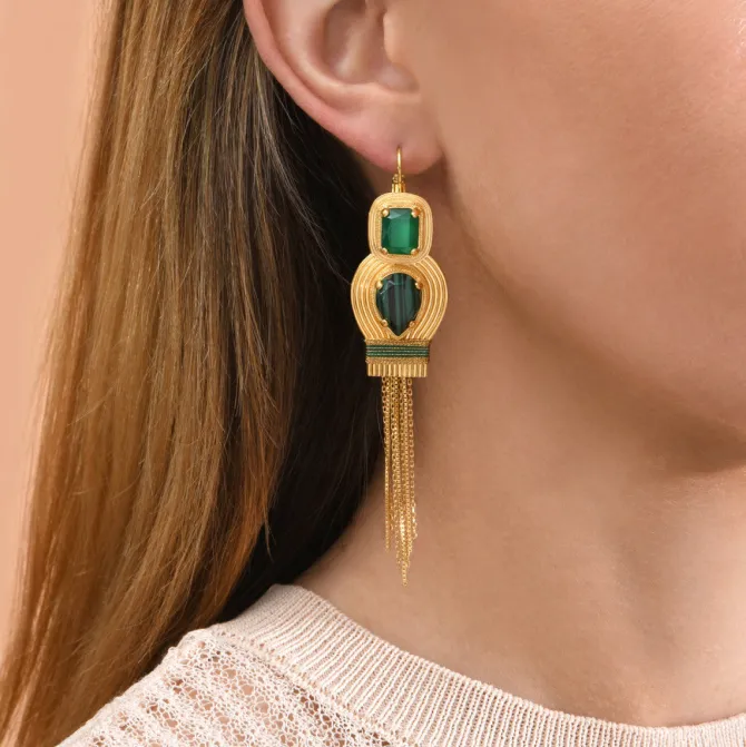 Sun sleeper drop earrings - green