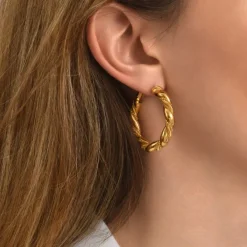 Tess twisted hoop earrings - gold