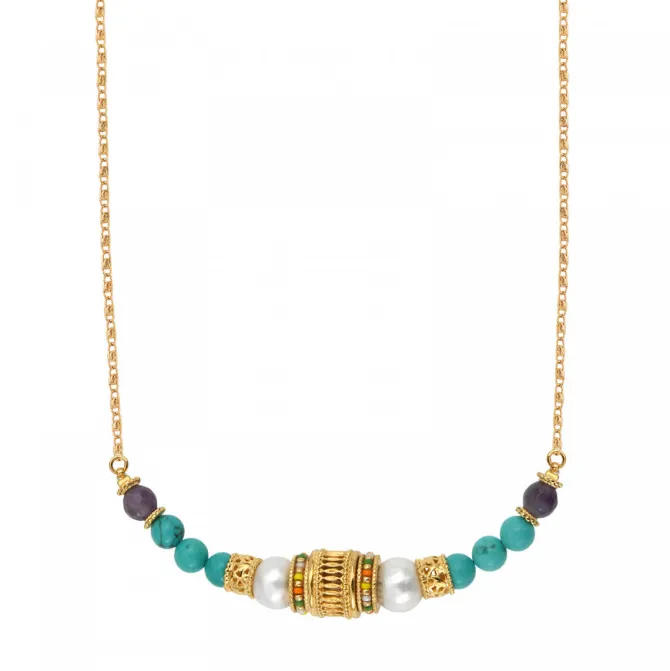 Tiki adjustable chain necklace - turquoise