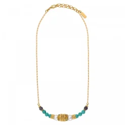 Tiki adjustable chain necklace - turquoise
