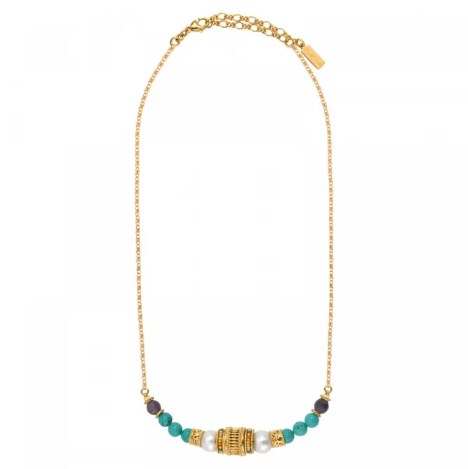 Tiki adjustable chain necklace - turquoise