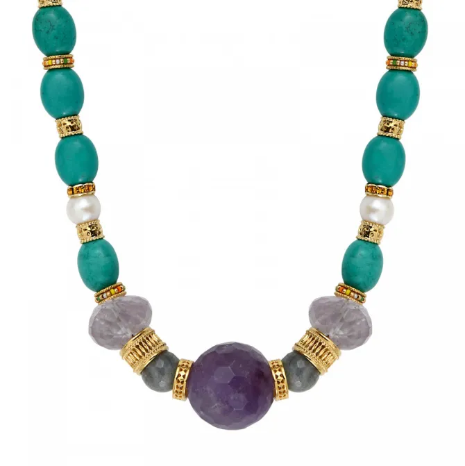 Tiki adjustable necklace - turquoise