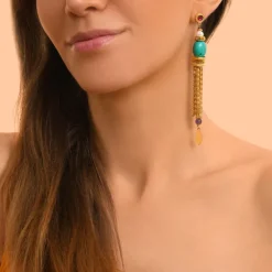 Tiki dangle stud earrings - turquoise