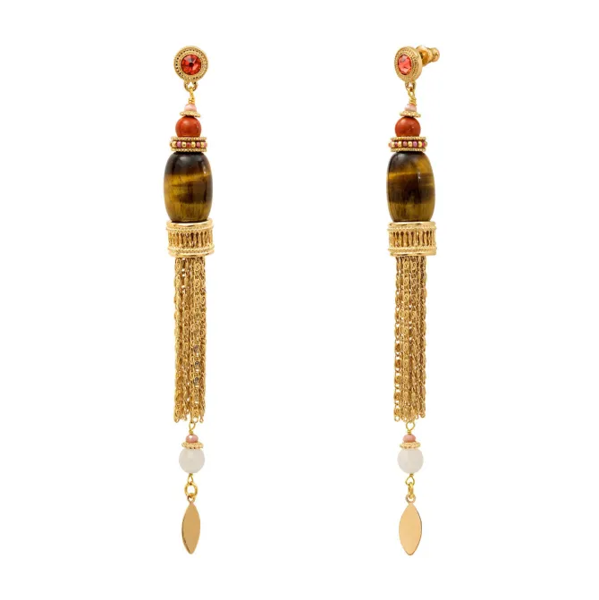 Tiki pierced stud earrings - terracotta pink