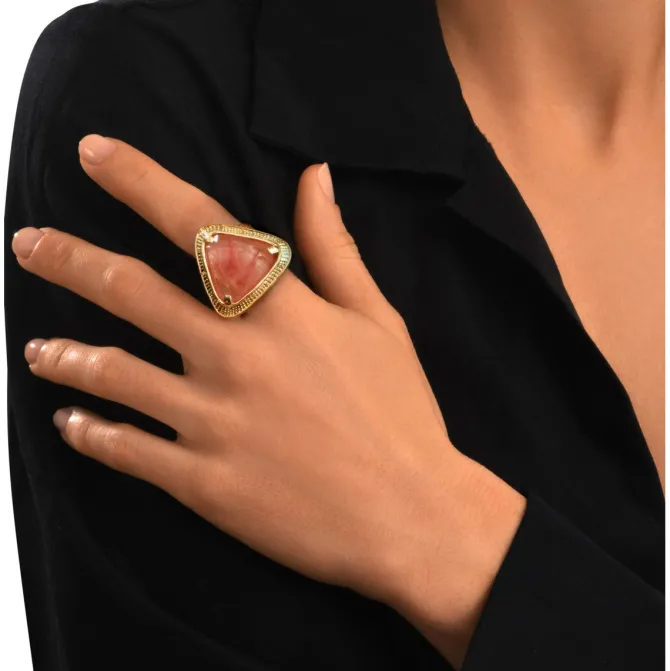 Wide adjustable Byzantium ring – pink