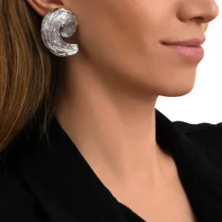 Zaza wide clip-on earrings - silver