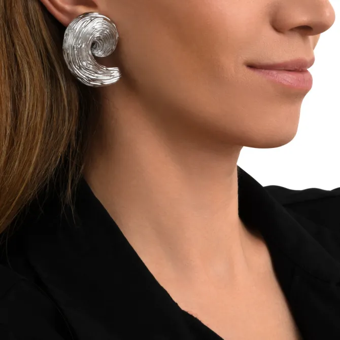 Zaza wide clip-on earrings - silver